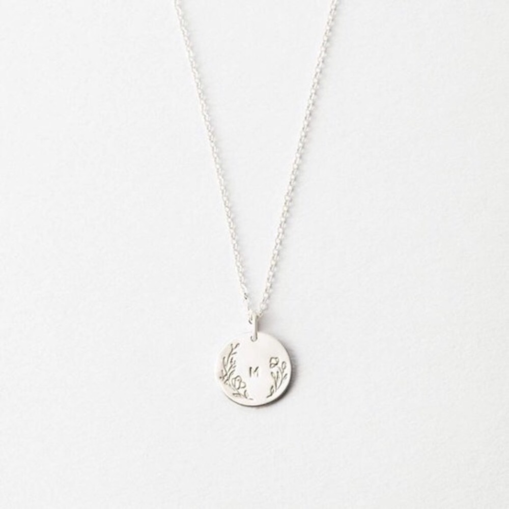 Floral Letter Minimalist Simple Initial Boho Silver Personalized Gift Necklace - Picture 8 of 16